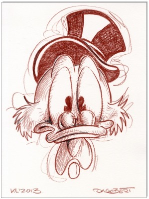 Dagobert Duck - 24 x 32 cm - Original Rötelzeichnung auf Zeichenkarton - Artikelnummer 00348