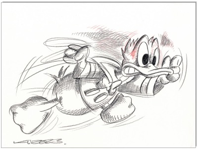 Donald Duck in Rage - 24 x 32 cm - Original Kreidezeichnung auf Zeichenkarton - Artikelnummer 00353