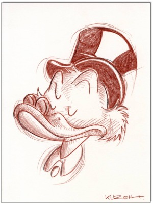 Dagobert Duck - 24 x 32 cm - Original Rötelzeichnung auf Zeichenkarton - Artikelnummer 00358