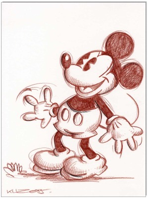 Mickey Mouse- 24 x 32 cm - Original Rötelzeichnung auf Zeichenkarton - Artikelnummer 00361