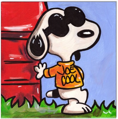 PEANUTS Snoopy JOE COOL - 20 x 20 cm - Original Acrylgemälde auf Leinwand/ Keilrahmen -
