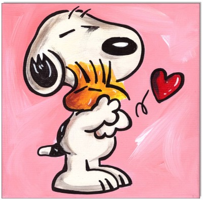 PEANUTS Snoopy &amp; Woodstock VII - 20 x 20 cm - Original Acrylgemälde auf Leinwand/ Keilrahmen -
