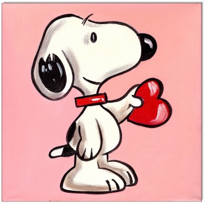 PEANUTS Snoopy HEART - 20 x 20 cm - Original Acrylgemälde auf Leinwand/ Keilrahmen - Artikelnummer