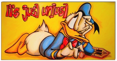 Donald Duck: Its just unjust - 40 x 80 cm - Original Acrylgemälde auf Leinwand/ Keilrahmen -