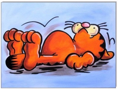 Sleeping Garfield - 40 x 50 cm - Original Acrylgemälde auf Leinwand/ Keilrahmen - Artikelnummer 003