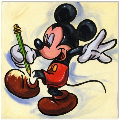 Mickey Mouse Drawing - 30 x 30 cm - Original Acrylgemälde auf Leinwand/ Keilrahmen - Artikelnummer