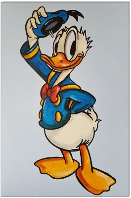 Donald Duck I: HELLO - 40 x 60 cm - Original Acrylgemälde auf Leinwand/ Keilrahmen - Artikelnummer