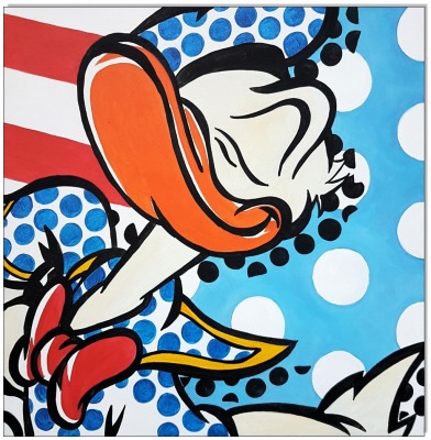 Doald Duck POP - 40 x 40 cm - Original Acrylgemälde auf Leinwand/ Keilrahmen - Artikelnummer 00416