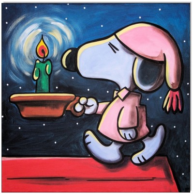 PEANUTS Good night, Snoopy - 40 x 40 cm - Original Acrylgemälde auf Leinwand/ Keilrahmen -