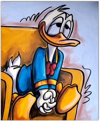 Donald Duck: The melancholic Donald - 50 x 60 cm - Original Acrylgemälde auf Leinwand/ Keilrahmen -