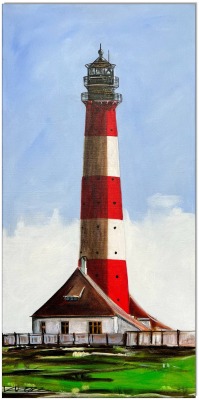 Leuchtturm Westerheversand auf Eiderstedt - 30 x 60 cm - Original Acrylgemälde auf Leinwand/