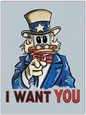 Uncle Scrooge: I want you - 70 x 100 cm - Original Acrylgemälde auf Leinwand/ Keilrahmen -