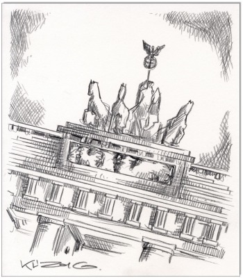 BERLIN Brandenburger Tor - 21 x 24 cm - Original Kreidezeichnung auf Zeichenkarton - Artikelnummer 0