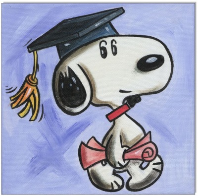PEANUTS Doc Snoopy - 20 x 20 cm - Original Acrylgemälde auf Leinwand/ Keilrahmen - Artikelnummer 00
