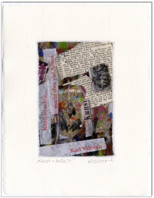 Collage No.20: Kunst &amp; Arbeit - 12 x 17 cm - Original Collage auf Packpapier - Artikelnummer 00502 -