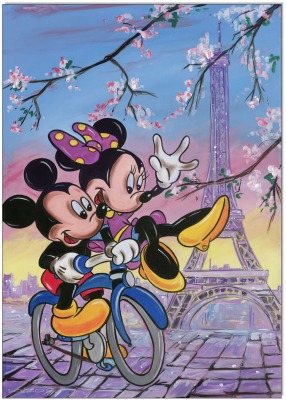 Mickey &amp; Minnie: Un amour à Paris - 50 x 70 cm - Original Acrylgemälde auf Leinwand/ Keilrahmen -