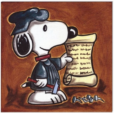 PEANUTS Luther Snoopy - 20 x 20 cm - Original Acrylgemälde auf Leinwand/ Keilrahmen - Artikelnummer