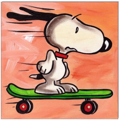 PEANUTS Snoopy SKATER - 20 x 20 cm - Original Acrylgemälde auf Leinwand/ Keilrahmen - Artikelnummer