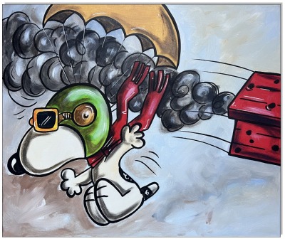 PEANUTS Snoopy vs. Red Baron III - 40 x 50 cm - Original Acrylgemälde auf Leinwand/ Keilrahmen -