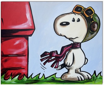PEANUTS Snoopy vs Red Baron IV - 40 x 50 cm - Original Acrylgemälde auf Leinwand/ Keilrahmen -