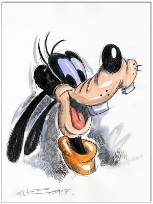 GOOFY II - 24 x 32 cm - Original Federzeichnung farbig aquarelliert auf Aquarellkarton -