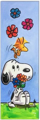 PEANUTS Snoopy &amp; Woodstock Spring - 20 x 60 cm - Original Acrylgemälde auf Leinwand/ Keilrahmen -