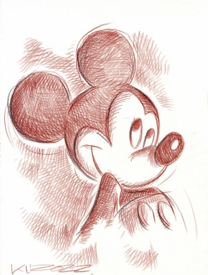 Mickey Mouse - 24 x 32 cm - Original Rötelzeichnung auf Zeichenkarton - Artikelnummer 00569