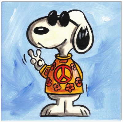 PEANUTS Snoopy PEACE I - 20 x 20 cm - Original Acrylgemälde auf Leinwand/ Keilrahmen -