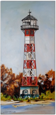 Leuchtturm Wittenbergen - 30 x 60 cm - Original Acrylgemälde auf Leinwand/ Keilrahmen -