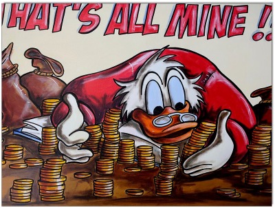 Dagobert Duck: Thats all mine - 40 x 60 cm - Original Acrylgemälde auf Leinwand/ Keilrahmen -