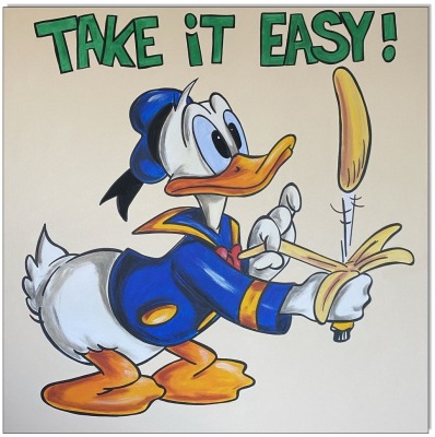Donald Duck: Take it easy - 60 x 60 cm - Original Acrylgemälde auf Leinwand/ Keilrahmen -