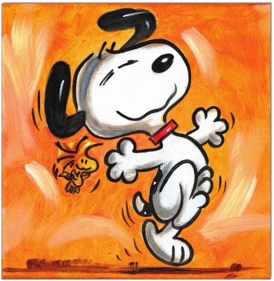 PEANUTS Snoopy &amp; Woodstock X - 20 x 20 cm - Original Acrylgemälde auf Leinwand/ Keilrahmen -