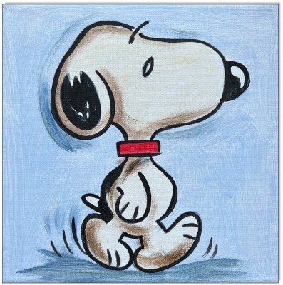 PEANUTS Walking Snoopy - 20 x 20 cm - Original Acrylgemälde auf Leinwand/ Keilrahmen -