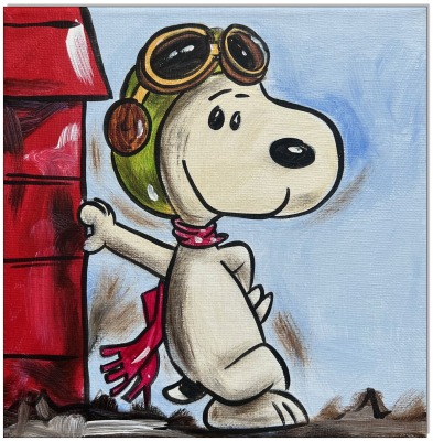 PEANUTS Snoopy vs. Red Baron X - 20 x 20 cm - Original Acrylgemälde auf Leinwand/ Keilrahmen -