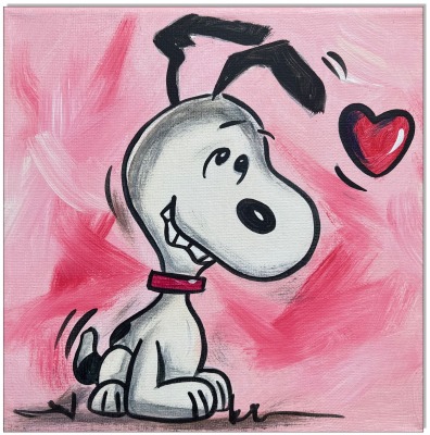 PEANUTS Snoopy My Love - 20 x 20 cm - Original Acrylgemälde auf Leinwand/ Keilrahmen -