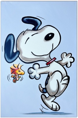 PEANUTS Snoopy &amp; Woodstock - 40 x 60 cm - Original Acrylgemälde auf Leinwand/ Keilrahmen -