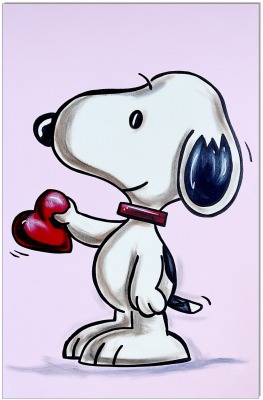 PEANUTS Snoopy Love III - 40 x 60 cm - Original Acrylgemälde auf Leinwand/ Keilrahmen -