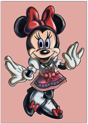 Minnie Mouse im Dirndl - 50 x 70 cm - Original Acrylgemälde auf Leinwand/ Keilrahmen -