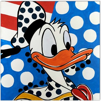 Doald Duck POP II - 40 x 40 cm - Original Acrylgemälde auf Leinwand/ Keilrahmen - Artikelnummer 007