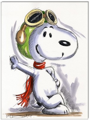 PEANUTS Snoopy Gazette - 20 x 20 cm - Original Acrylgemälde auf
