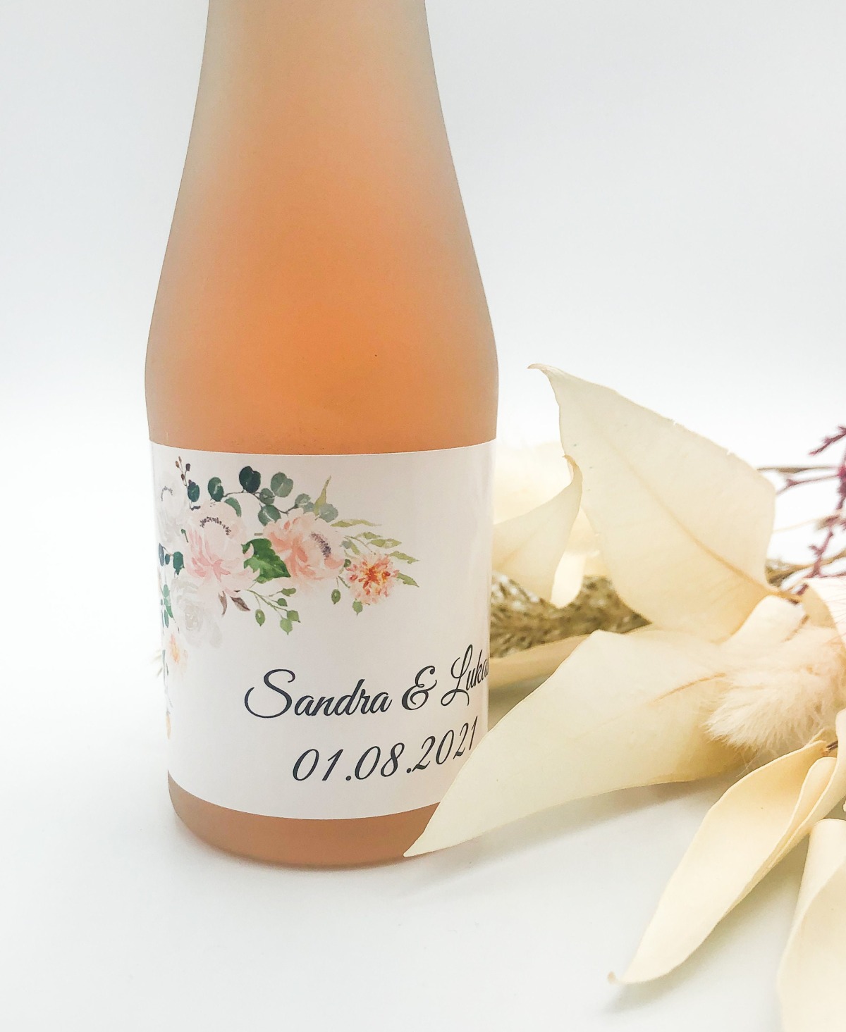 Flaschenetiketten mit Blumen - personalisiert - passend für Piccolos, Online Shop