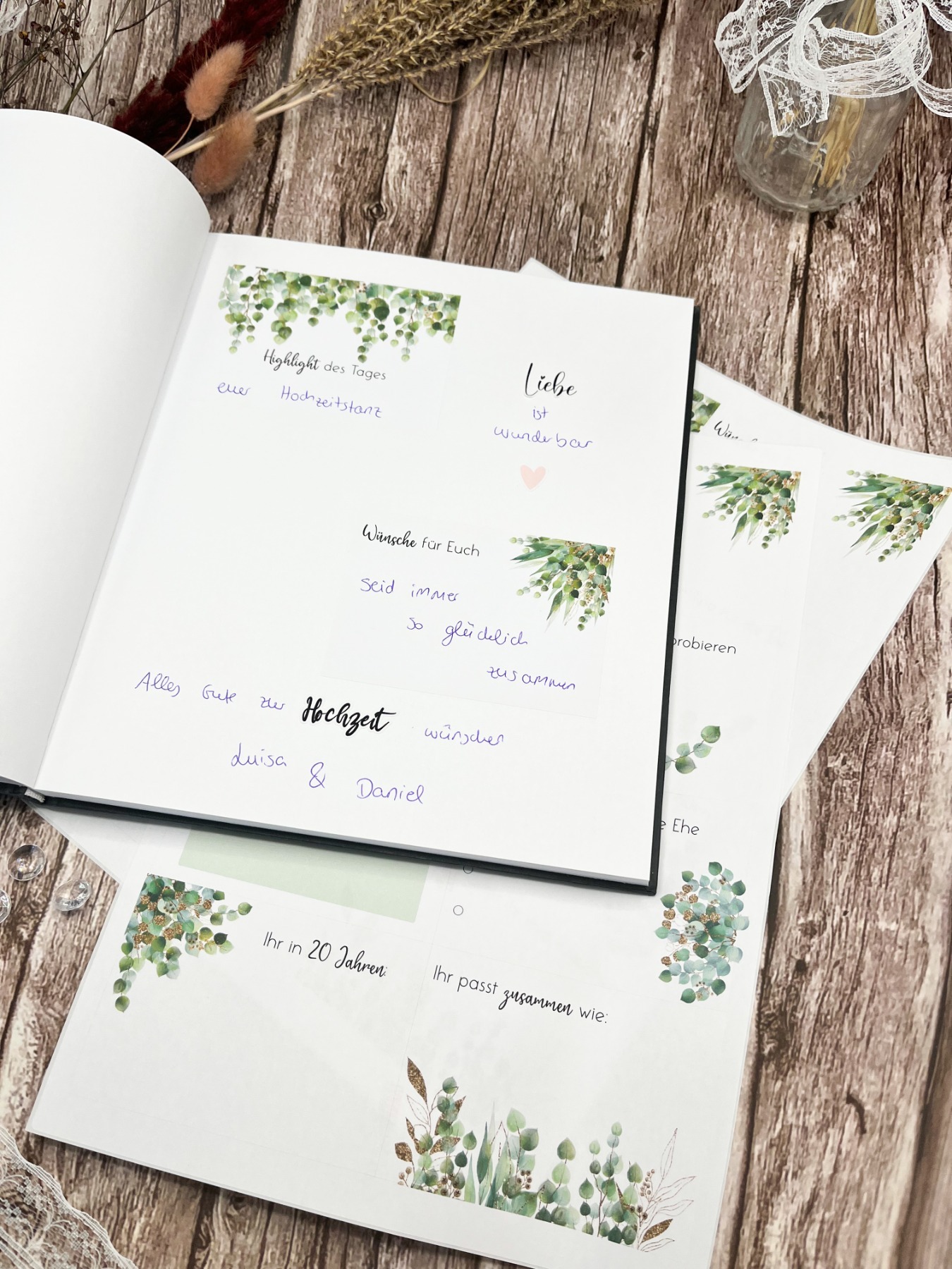 32 Gästebuchaufkleber - Eukalyptusstil - perfekt zur Hochzeit 2