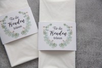 DIY Freudentränen Banderole für Taschentücher weiß im Eukalyptus Stil
