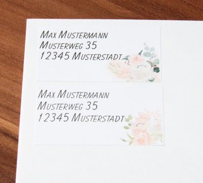 Adressaufkleber Aquarellblumen - edle Adressaufkleber für deine Hochzeits- karten