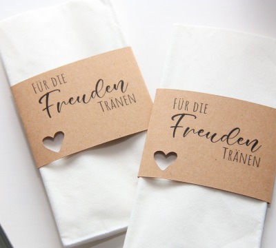 DIY Freudentränen Banderole für Taschentücher aus Kraftpapier mit Herz - unpersonalisiert