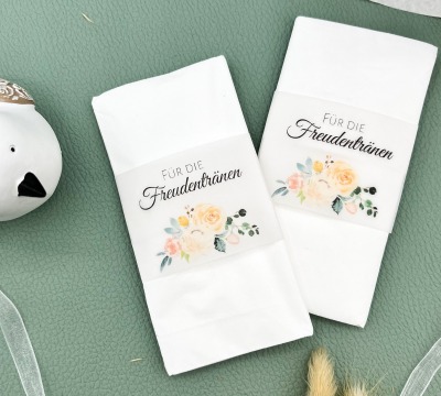 DIY Freudentränen Banderole für Taschentücher transparent mit Blumenbouquet - unpersonalisiert