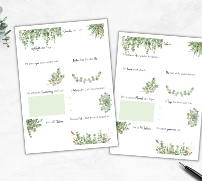 32 Gästebuchaufkleber - Eukalyptusstil - perfekt zur Hochzeit - zum Beschriften
