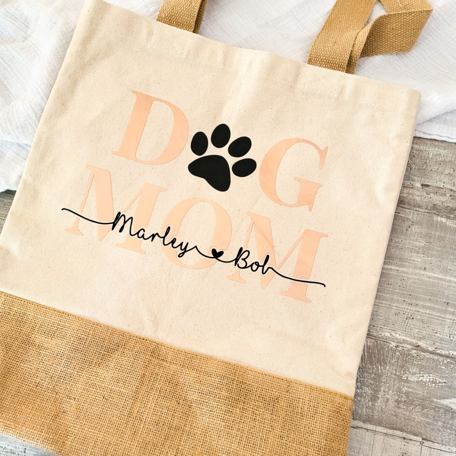 Personalisierte Jute-Shopper Dogmom, Hundemama, Geschenk für Hundeliebhaber