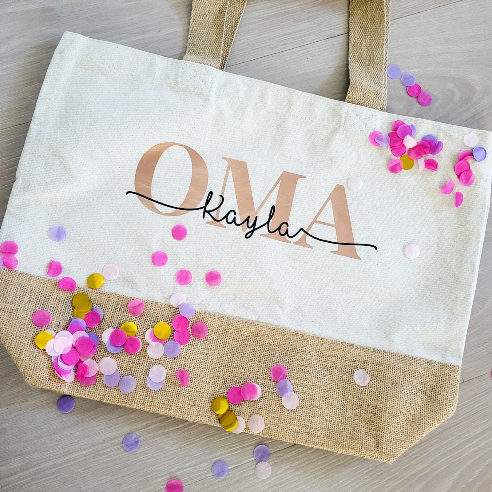 Personalisierte Jute-Shopper für die Oma/ Mama Muttertag - Einkaufstasche,  Geschenk für Oma oder Mama, Muttertagsgeschenk, Online Shop