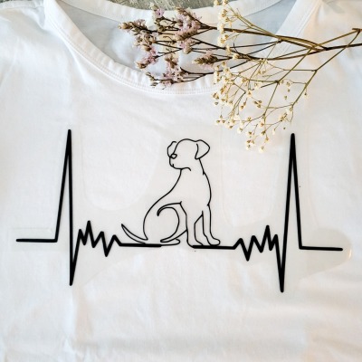 Bügelbild Herzschlag Hund, Hundeherzschlag, Hundebesitzer - Hundeliebhaber, Hunde Mama Shirt, Hund